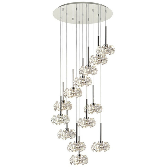 Luminosa Lighting - Luminosa , 13 Light G9 2.5m Round Multiple Pendant With Polished Chrome And Crystal Shade