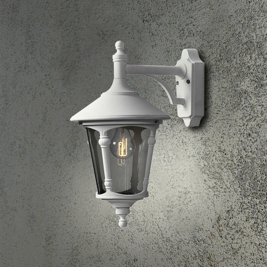 Konstsmide Virgo Outdoor Classic Lantern Matt White Wall Light, IP23