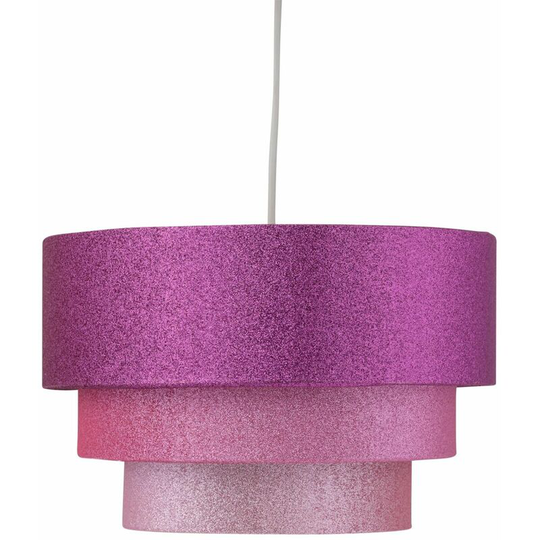 First Choice Lighting - Pink Glitter 3 Tier Ceiling Light Shade - Pink glitter on pp board