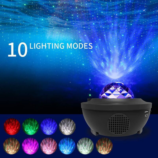 Led Star Projector Lamp, 10 Modes Rotating Night Light Projector & Remote Control & Bluetooth. [Easy to use]