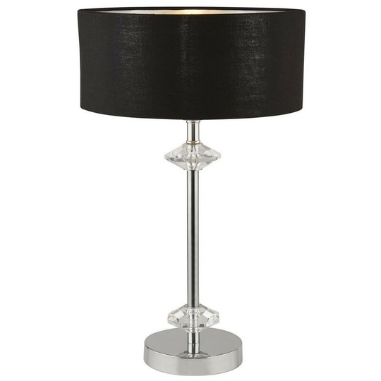 Searchlight Lighting - Searchlight new orleans - 1 Light Chrome Table Lamp with Black Shade, Silver Inner