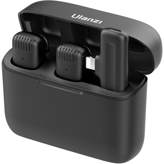 Ulanzi J12 Wireless Microphone System with 1 Receiver & 2 Microphones 20M Transmission Range Built-in Battery with Charging Case Replacement for