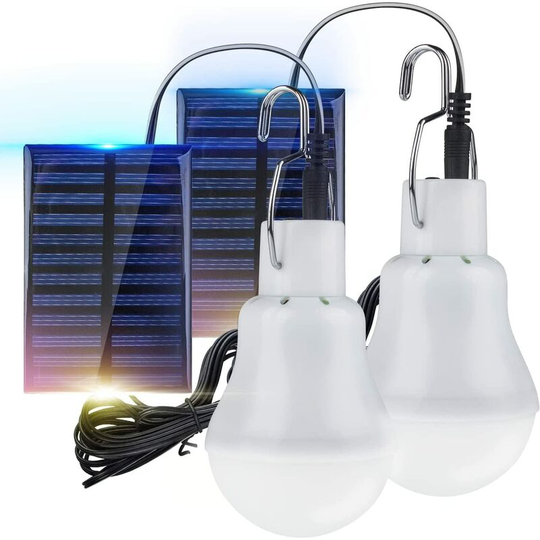 Portable Solar Camping Light, LED Solar Light Bulb Solar Emergency Lamp Light Garden Lantern Solar Lighting with Hook Light Bulb Panel for Camping,
