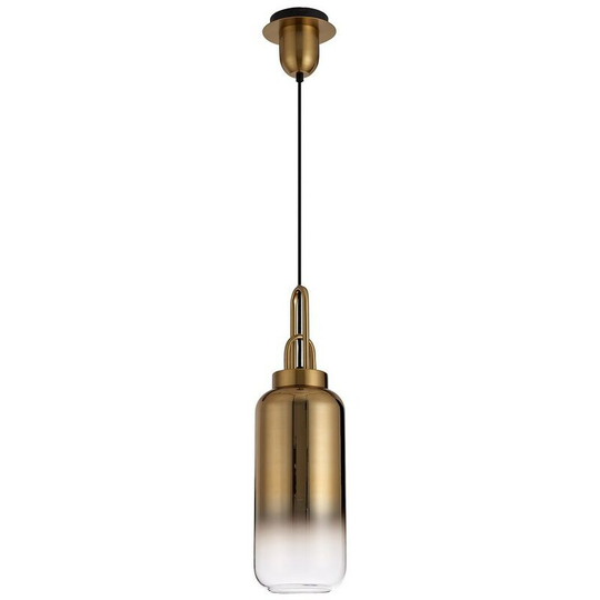 Luminosa Lighting - 1 Light Ceiling Pendant E27 With 30cm Cylinder Glass, Brass Gold, Matt Black, Clear
