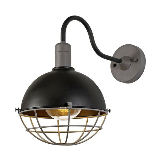 Wall Lamp, 1 Light E27, IP65, Matt Black, Grey - Luminosa Lighting