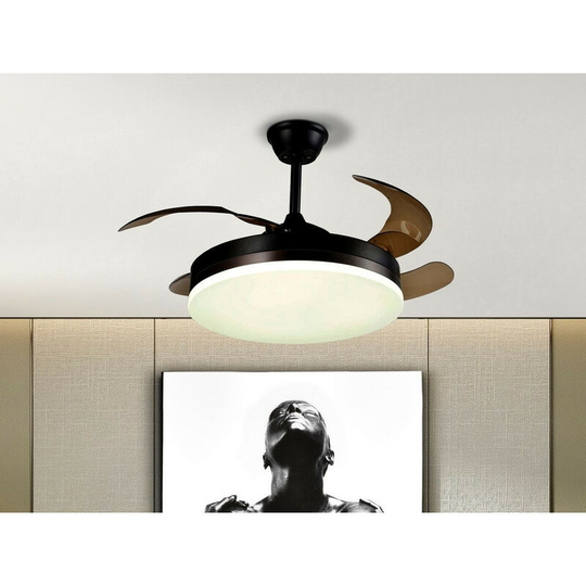 Schuller Vento 6 Speed Ceiling Fan Black with led Light, Retractable Blades with Remote Control, Timer & Reversible Functions