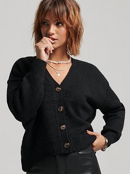 Superdry Studios Slouch Cardigan -black, Black, Size 10, Women