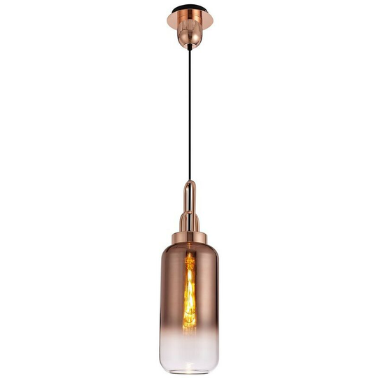 Luminosa Lighting - 1 Light Ceiling Pendant E27 With 30cm Cylinder Glass, Copper, Matt Black, Clear
