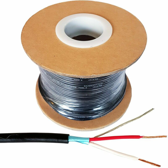 Loops - 100m 2 Core Shielded Screened Audio Cable pure copper Microphone Lead Reel