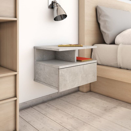 Topdeal Floating Nightstand Concrete Grey 40x31x27cm Chipboard VDFF31442_UK