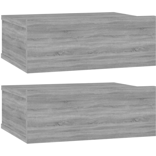 Floating Nightstands 2pcs Grey Sonoma 40x30x15cm Engineered Wood Vidaxl Grey