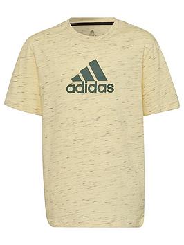 adidas Future Icons Junior Unisex Badge Of Sport Short Sleeve T-Shirt - Light Yellow, Light Yellow, Size 13-14 Years, Women