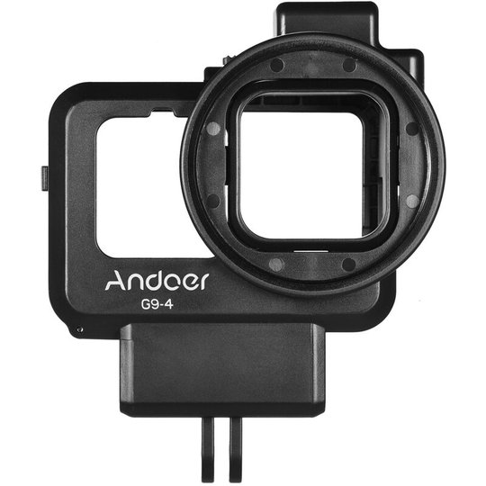 Andoer - G9-4 Action Camera Video Cage Plastic Vlog Case Protective Housing with Dual Cold Shoe Mount 55mm Filter Adapter Extension Accessory