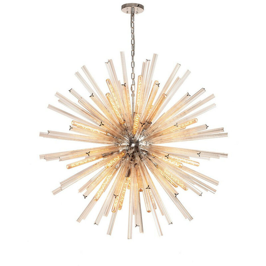 Luminosa Lighting - Luminosa 32 Light E27, Round Pendant Polished Nickel , Champagne Glass