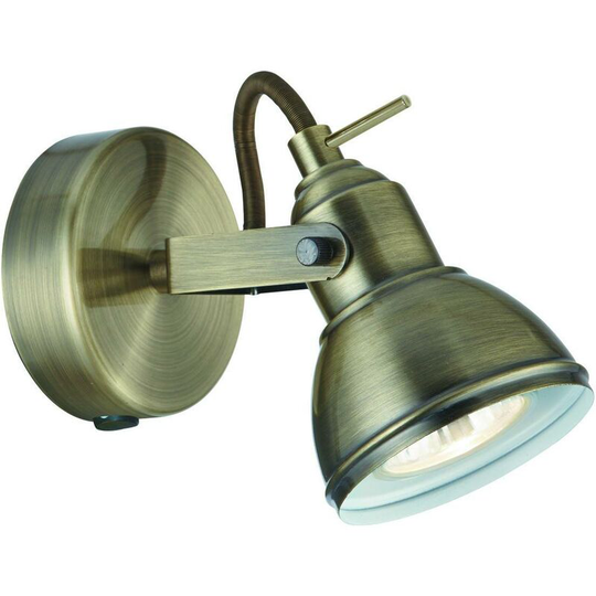 Searchlight Lighting - Searchlight Focus - 1 Light Indoor Adjustable Wall Spotlight Antique Brass, GU10