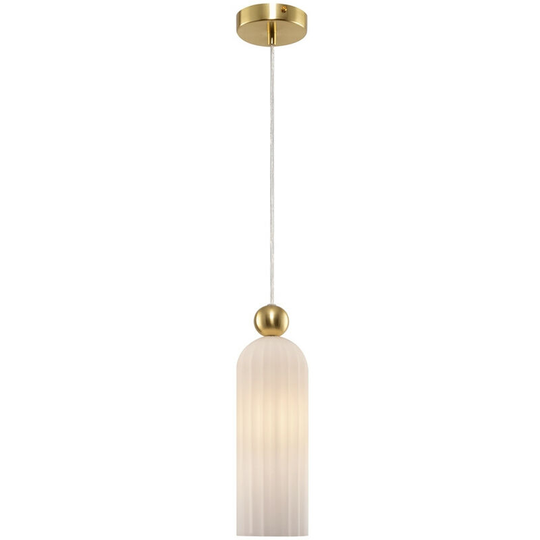 Maytoni Lighting - Maytoni Antic Modern Slim Pendant Ceiling Light Gold, Glass White Shade