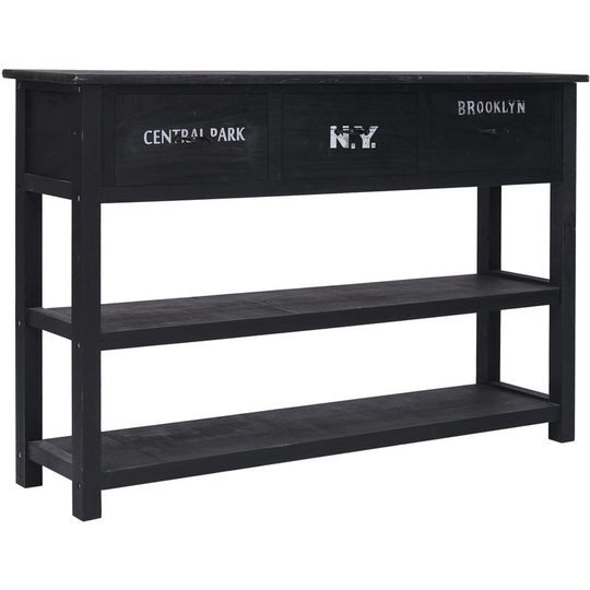 Sideboard Black 115x30x76 cm Wood - Hommoo
