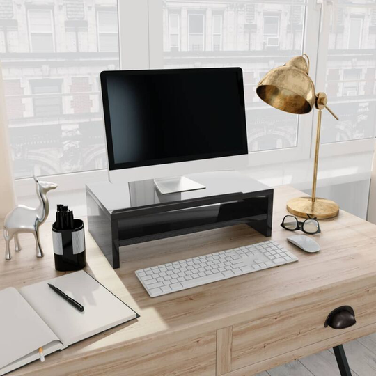 Devenirriche - Monitor Stand High Gloss Black 42x24x13 cm Chipboard - Black