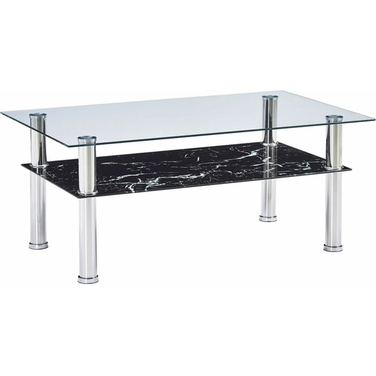 Coffee Table with Marble Look Black 100x60x42cm Tempered Glass vidaXL - Black