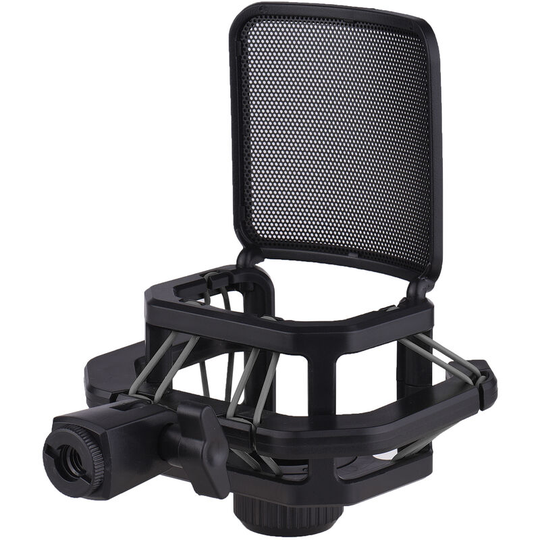 Superseller - Plastic Microphone Shock Mount Anti-vibration Mic Holder Stand with Metal Pop Filter Universal Screw Adapter for Diameter 23.5mm-24.5mm