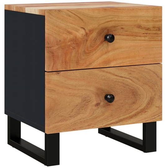 Bedside Cabinet 40x33x46 cm Solid Wood Acacia vidaXL - Black