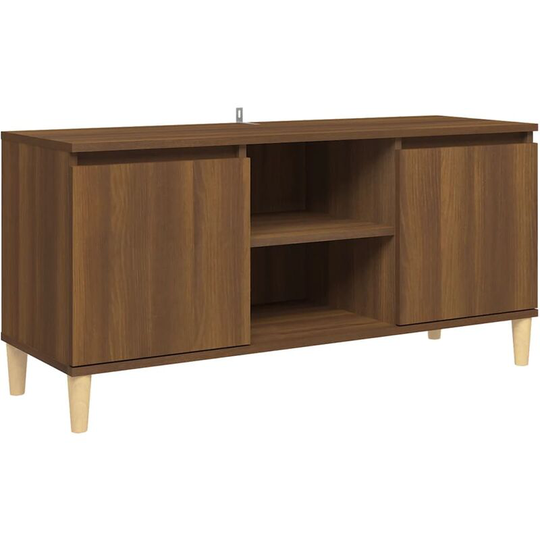 Tv Cabinet with Solid Wood Legs Brown Oak 103.5x35x50 cm Vidaxl Brown