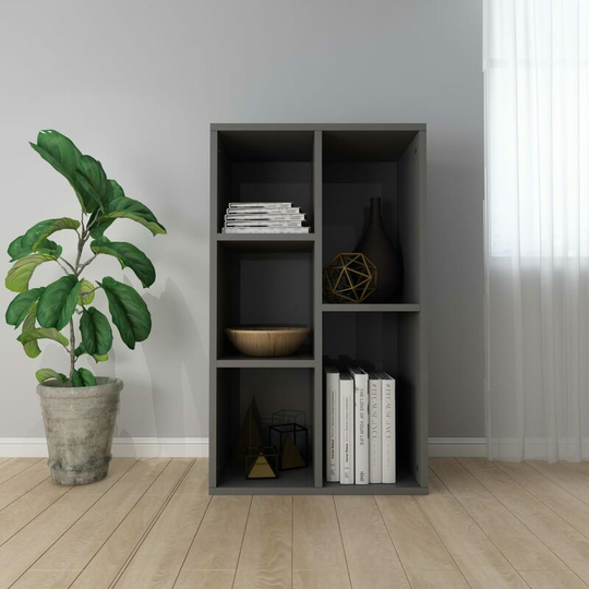 Topdeal - Book Cabinet/Sideboard High Gloss Grey 45x25x80 cm Chipboard VDTD31199