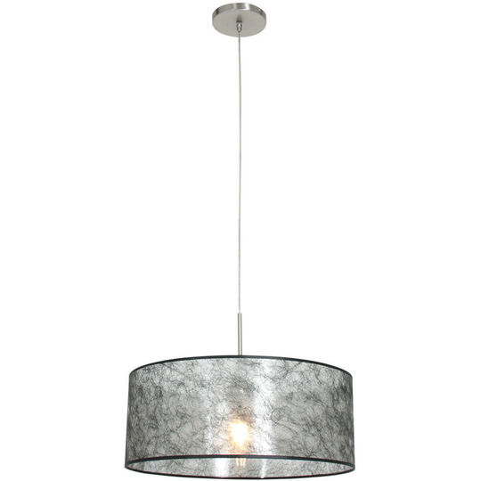 Sienna Sparkled Light Cylindrical Pendant Ceiling Light Steel Brushed, Sizoflor Fabric