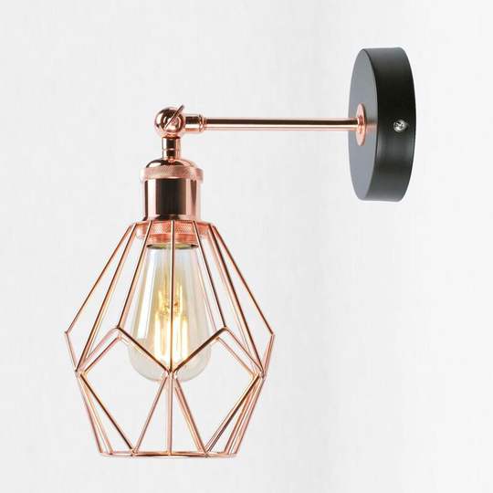 Matt Black & Copper Geometric Wall Light - Matt black and polished copper plate