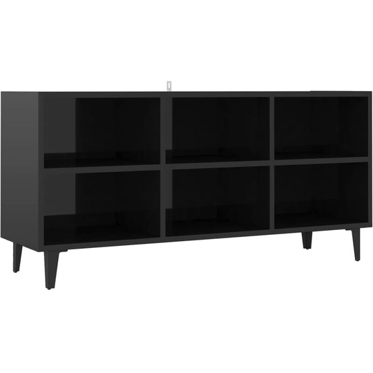 Tv Cabinet with Metal Legs High Gloss Black 103.5x30x50 cm Vidaxl Black