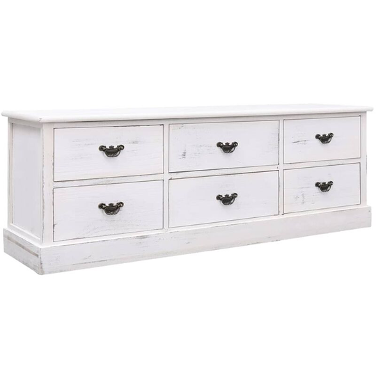 Vidaxl - tv Cabinet Antique White 108x30x40 cm Solid Wood Paulownia White