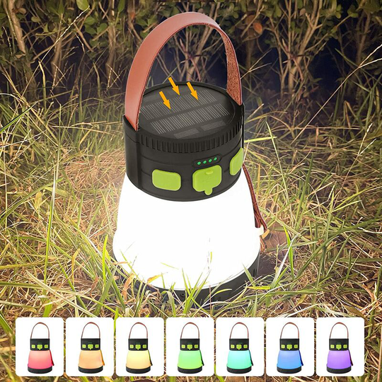 Aougo - Solar Camping Light 7800mAH Rechargeable led Lantern 1500 Lumens 8 Brightness Modes with rgb and Flashlight for Emergency Fishing