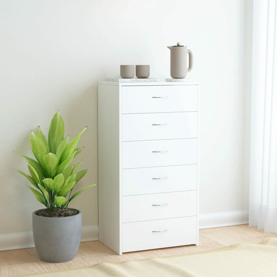 Sideboard with 7 Drawers White 50x34x96 cm Chipboard VDTD31701 - Topdeal