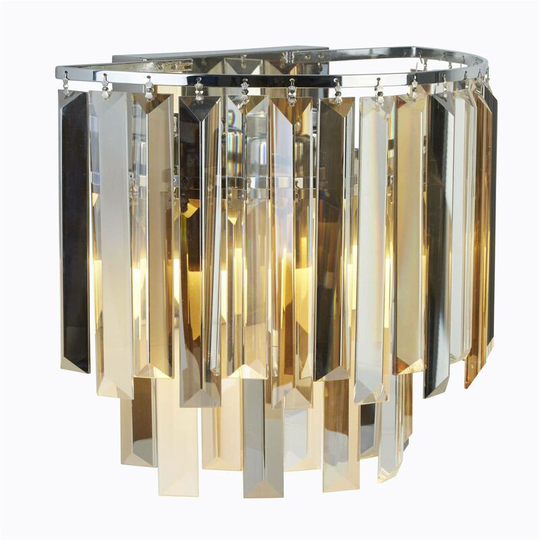 Searchlight Clarissa - 2 Light Wall Light Chrome, Glass Shade, E14
