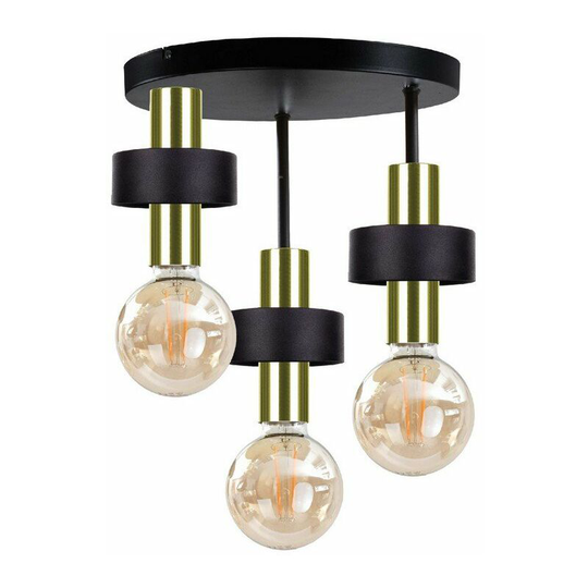 Keter Unica Multi Arm Semi Flush Ceiling Light Black, Gold, 35cm, 3x E27
