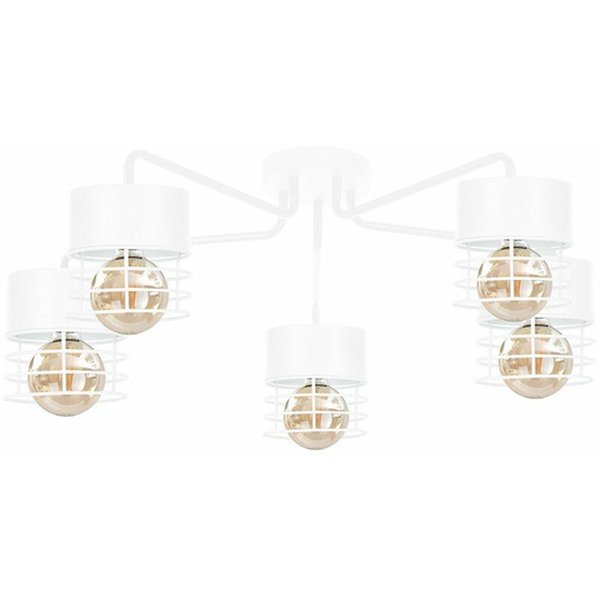 Keter Atollo Multi Arm Semi Flush Ceiling Light White, 70cm, 5x E27