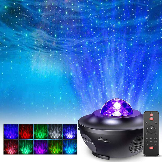 Groofoo - led Star Projector Lamp, Rotating Night Light Projector with 21 Modes & Remote Control & Timer & Speaker & Bluetooth Ocean Star Ceiling