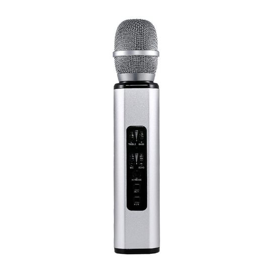 Thsinde - Wireless Karaoke Microphone, Portable Bluetooth Karaoke Microphone for Kids / Adults Singing, Compatible with Android / pc Silver