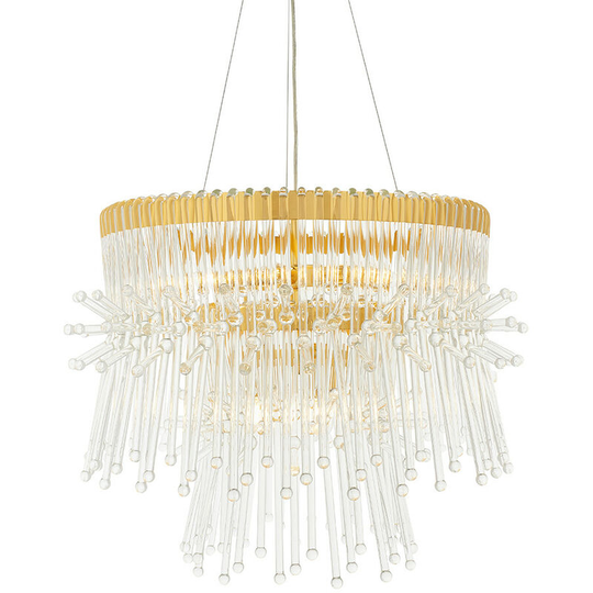 Merano Lighting - Merano Florence 9 Light Ceiling Pendant Polished Gold Plated Finish With Clear Glass