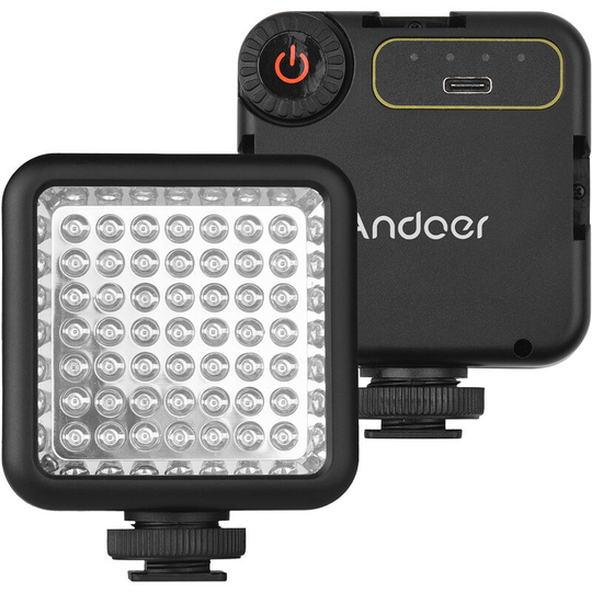 Andoer IR49S Mini IR Night Vision Light Infrared Photography Light for Video Camera Camcorder Built-in Rechargeable Battery with 3 Cold Shoe Mount