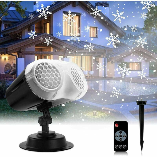 Projector Light Christmas LED White Snowflake Projector Lamp Indoor Outdoor Spotlight with Remote Control IP65 Waterproof Snow Landscape Light for