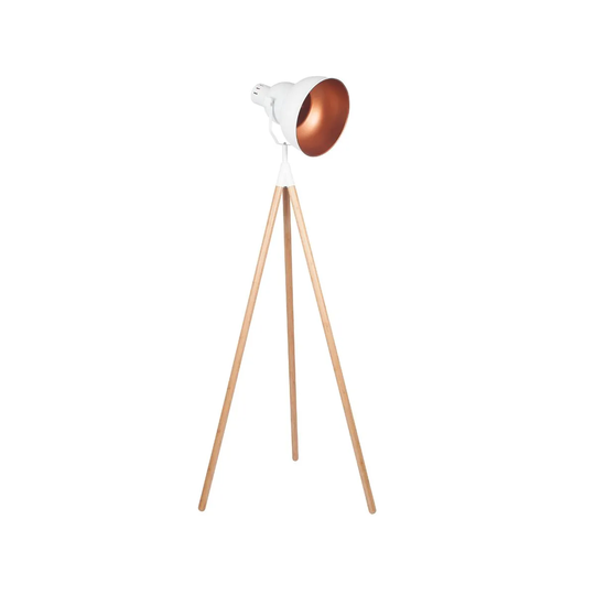 White Metal & Natural Wood Tripod Floor Film Light