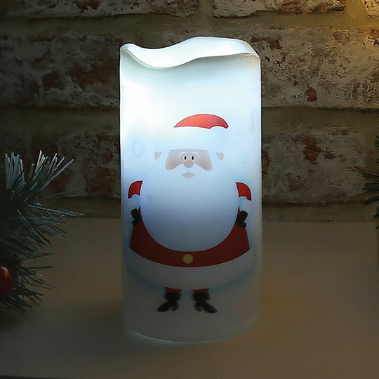 The Christmas Workshop - 47260 Santa led Projector Candle | 4 Festive Patterns | Safe and Flameless | Enchanting and Magical | Festive Lighting