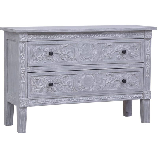 Sideboard with 2 Drawers 90x30x60 cm Solid Mahogany Wood - Grey