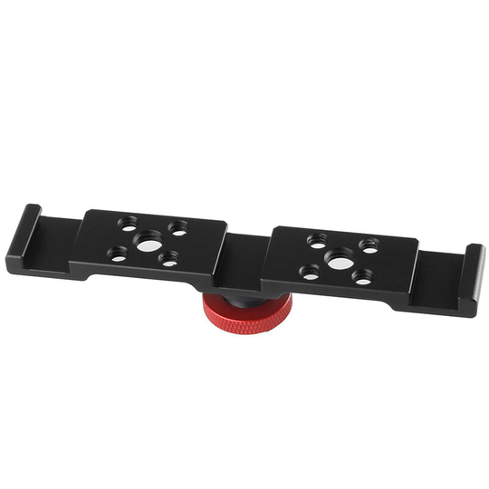 Aluminum Triple Cold Shoe Mount Plate Bracket for Camera Microphone led Light Mounting - Black