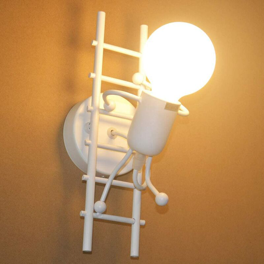 Aougo - Indoor Wall Sconce Lamp Modern led Wall Light, E27 Vintage Metal Lamp for Bedroom Kids Room Corridor Restaurant Staircase (White)