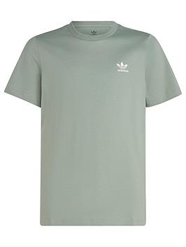 Boys, adidas Originals Unisex Junior Trefoil Essentials T-shirt - Light Green, Light Green, Size 9-10 Years