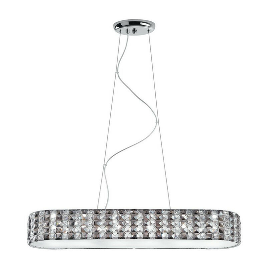 Fan Europe TANGO 6 Light Straight Bar Pendant Ceiling Light Crystals With Glass Diffusers 84x22x13cm