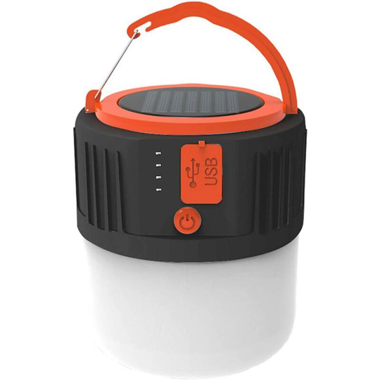 Aougo - led Camping Lantern, Solar Rechargeable Waterproof and Portable Flashlight with usb Port - 5 Lighting Modes - Suitable for Tent, Emergency,