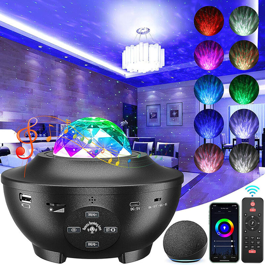 Benobby Kids - led Starry Sky Projector, Projector Lamp Kids Night Light with Bluetooth Music Player, Rotating Water Wave Projector Light Suitable